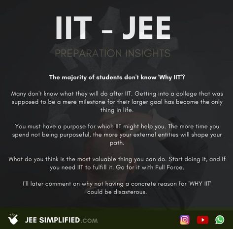 Description : IIT JEE Preparation, IIT JEE Guidance, Pratham Pengoria Motivational Quotes For Jee Aspirants, Jee Aspirants Motivation, Jee Preparation Tips, Air 1 Jee Motivation, Jee Inspiration, Iit Jee Motivation Quotes, Iit Bombay Campus, Jee Prep, Jee Notes