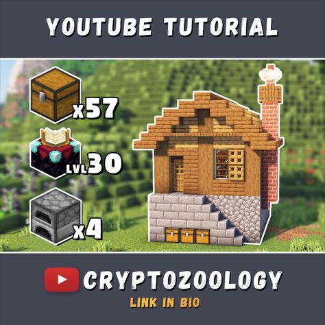 Check out the tutorial for this starter base on my YouTube by clicking the pin! Minecraft Starter Base, House In Minecraft, House Tutorial, Minecraft Survival, Storage House, Minecraft Designs, Youtube Tutorials, Storage Room, Minecraft Houses