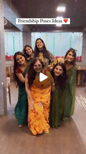 Rashmi Golya on Instagram: "We all know what friendship is and what bff means to us ❤️ Tag your bff here and let her try to do this 😍 #friendshippose #poseideas #bffgoals #posesinsaree #rashmigolya" Group Reels Ideas, Saree Group Poses, Group Dance Poses, Funny Group Photos, Group Pose, Group Photo Poses, Group Picture Poses, Friendship Photography, Friendship Video