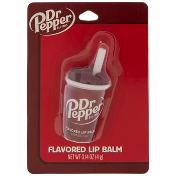 Dimensions: 3" x 1.25" Material: Plastic Color: Red & White Net Weight: 0.14 Ounces (4g) Care & Safety: Do Not Eat; Avoid Eye Area Age Grade: 8+ UPC: 8962818187 Quantity: 1 Start your day with a quirky touch by using this Dr Pepper Lip Balm. This scented lip balm is shaped like a cup of Dr Pepper filed with ice and a straw at the top. Always have this adorable lip balm on hand for when you need it most!   Full Text:  Dr Pepper Est. 1885 Sour Patch Watermelon, Scented Lip Balm, Makeup Lovers, Flavored Lip Balm, Lip Smackers, Cardboard House, Five Below, 17th Birthday, Dr Pepper