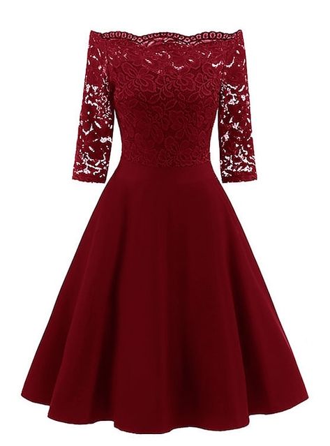 Short Burgundy Bridesmaid Dresses, Ball Party, Vintage Black Dress, Burgundy Bridesmaid Dresses, Vestidos Vintage, Prom Dresses With Sleeves, Dresses Lace, Vintage Style Dresses, Cocktail Party Dress