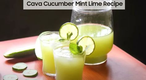 Looking for a Cava Cucumber Mint Lime Recipe? You are in the right place. This refreshing and sweet drink made with cucumbers. Click to read! Cava Cucumber Mint Drink, Cucumber Mint Juice Recipe, Cucumber Drinks, Mint Drink Recipe, Lime Juice Recipes, Copycat Drink Recipes, Cucumber Drink, Refreshing Juice, Mint Drink