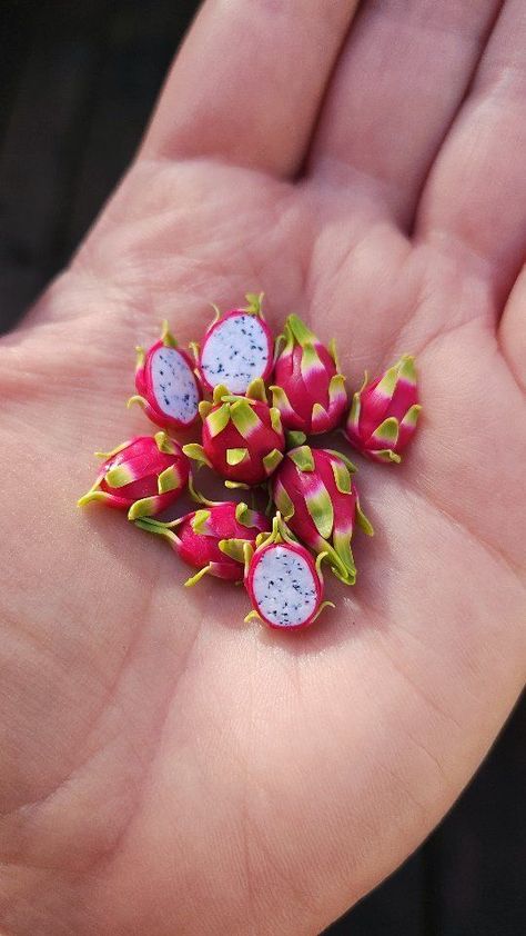 Little polymer clay dragon fruit | Moon Lighting | Andrew Gialanella · The World Is Yours Dragon Fruit Clay Pottery, Clay Fruits And Vegetables, Fruit Clay Art, Fruit Polymer Clay, Dragon Fruit Clay, Dragon Fruit Bowl, Moon Lighting, Fruit Keychain, Clay Fruit