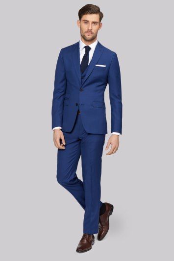 Bright Blue Suit, Mens Office Wear, Formal Dresses For Men, Hugo Boss Suit, Blue Suit Jacket, Men's Business Suits, Blue Suit Men, Blue Suit Wedding, Wedding Suits Groom