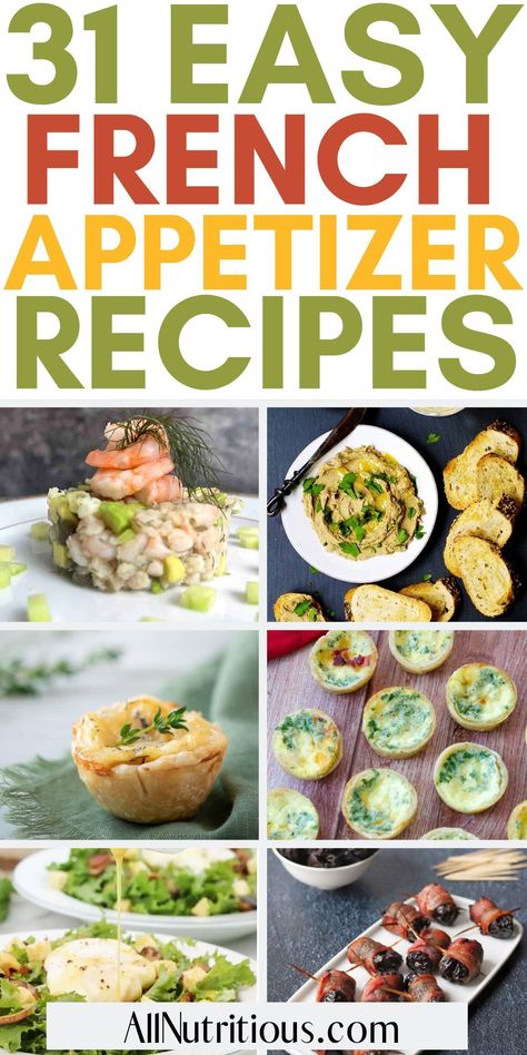 French Recipes Dinner, French Food Party, French Snacks, French Dinner Parties, French Cuisine Recipes, French Cooking Recipes, French Appetizers, Easy French Recipes, Best Appetizer