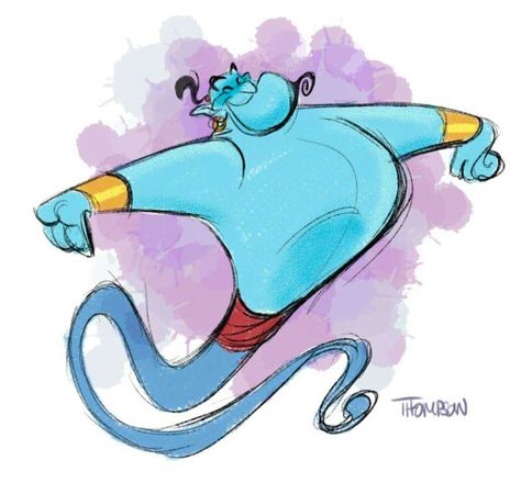 Steve Thompson ☆ Aladin Drawing, Genie Aladdin Drawing, Aladdin Fanart, Steve Thompson Art, The Art Of David Gilson Disney, Steve Thompson Disney, Aladdin Sketches Disney, Steve Thompson Disney Sketches, Aladdin 2019 Fanart