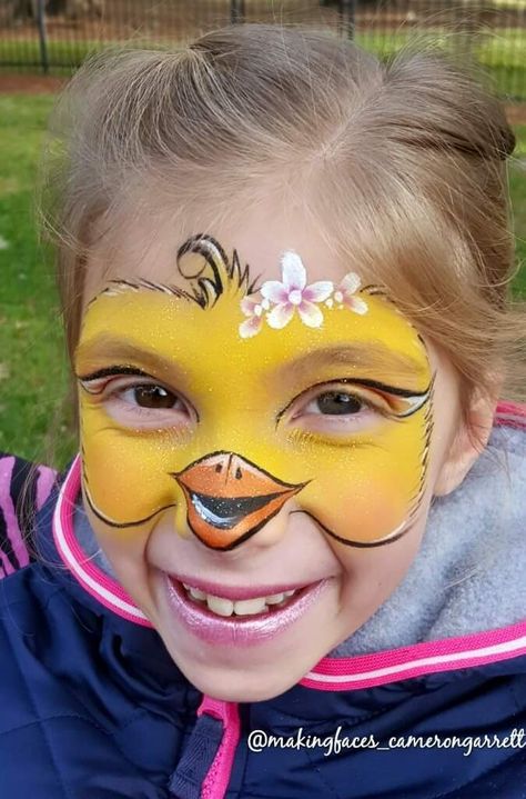 Duck Chicken Face Paint, Duck Face Paint, Chicken Makeup, Monkey Face Paint, Bear Face Paint, Face Painting For Kids, Easter Face Paint, Face Painting Images, Animal Face Paintings