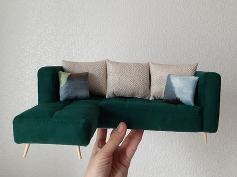 Miniature Scandinavian Sofa. Modern Dollhouse Furniture | Etsy Mini Sala, Scandinavian Sofa, Scandinavian Sofas, Mini Sofa, Modern Dollhouse Furniture, Dollhouse Living Room, Furniture Design Sketches, Doll Furniture Diy, Miniatures Diy