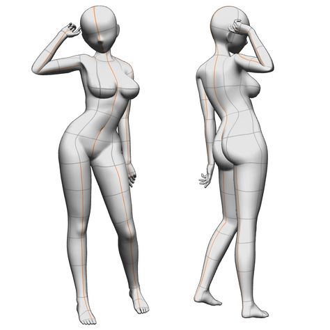 Pose set to untie hair - CLIP STUDIO ASSETS Clip Studio Assets Poses, Clip Studio Poses, Ych Poses, Anime Practice, Easy Pose, 3d Pose, Nikki Dress, Draw Manga, Studio Poses