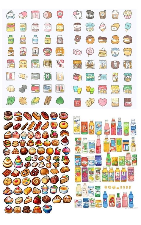 Mini Food Paper, Mini Food Printables, Diy Paper Dolls Templates, Paper Doll Food, Stiker Kawaii Cute, Cute Stickers Printable Kawaii, Paper Duck Food, Kawaii Paper Doll, Mini Paper Doll