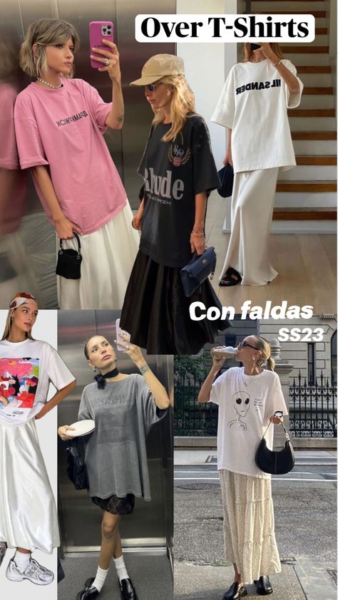 Oversized Tshirt Outfit Aesthetic, Oversized Tshirt Outfit Korean, Oversized Tshirt Outfit Summer, Korean Fashion Summer Street Styles, Oversized Tshirt Outfit, Skirt Styling, Oversize Tshirt Outfits, Tshirt Outfit, Korean Fashion Summer