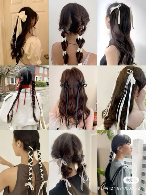 #momcut #couleurcheveux2024 #fishtailbraid #κούρεμαbob #blackhairwithblondemoneypiece #2000schunkyhighlights #sunkissedhairbrunette #edgesideas #裾カラーボブ #promhairstyles #cooperbalayagebrunettes #fluffybobblackwomen #ιδεεςγιακουρεματα #warmhoneyblonde #crazyhairday Braids Hairstyles Medium Hair, Long Ribbon Hairstyle, Cute Hair Ribbons, Ribbons In Hair Braid, Medium Hair Styles Braids, Ribbon Ponytail Hairstyles, Xiao Hong Shu Hairstyle, Xiao Hong Shu Outfits, Hairstyles With Ribbon Braided