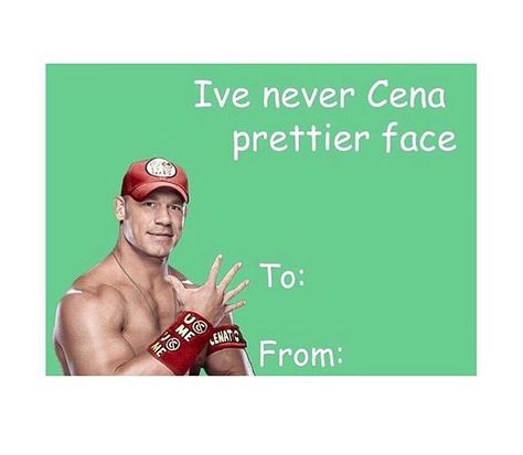 John Cena Valentine's card Valentines Day Card Memes, Weird Valentines Cards, Meme Valentines Cards, Corny Valentines, Funny Valentine Memes, Bad Valentines Cards, Weird Valentines, Bad Valentines, Cheesy Valentine