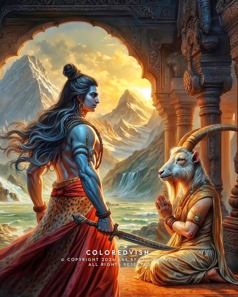 🌿 The Tale of Ego and Forgiveness 🕉️ Prajapati Daksha, once consumed by arrogance, insulted Mahadev, forgetting the divine bond that tied them through his daughter, Sati. But even the fiercest storms of pride are calmed in the presence of Lord Shiva’s boundless compassion. 🙏🏼 In the aftermath of destruction and loss, Daksha sought forgiveness, humbling himself before the might of the Destroyer. With a heart full of remorse, he bowed to Shiva, who, in his grace, forgave and restored life. 💫 ... Shiva Sati, Downtown Photography, The Destroyer, Shiva Art, The Aftermath, Water Painting, Lord Shiva, The Divine, Shiva