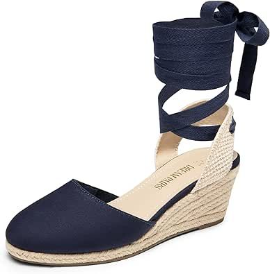 DREAM PAIRS Women's Close Toe Espadrilles Wedge Sandals, Cute Lace Up 2.5 Inch Platform Strappy Sandals - Suitable for Vocation Beach Dressy Summer Shoes Beach Wedges Shoes, Sandals Cute, Sandal Platform, Platform Espadrilles, Espadrilles Wedges, Platform Wedges, Strappy Sandals, Summer Shoes, Platform Sandals