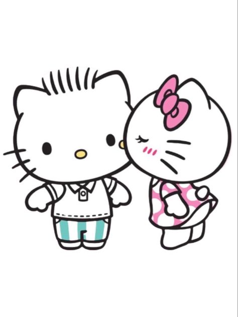 Hello Kitty Kissing Daniel, Hello Kitty Kissing, Hello Kitty Animated, Kitty Gif, Hello Kitty Wedding, Anna Sophia, Kitty Theme, Kitty Kisses, Kiss Gif