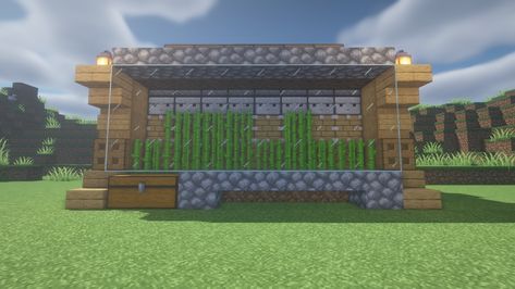 Automatic cane farm, will take care of harvesting itself. Automatic Sugar Cane Farm Minecraft, Sugarcane Farm Minecraft, Sugar Cane Farm Minecraft, Sugarcane Farm, Sugar Cane Farm, Farm Minecraft, Minecraft Farm, Minecraft Buildings, Minecraft Designs