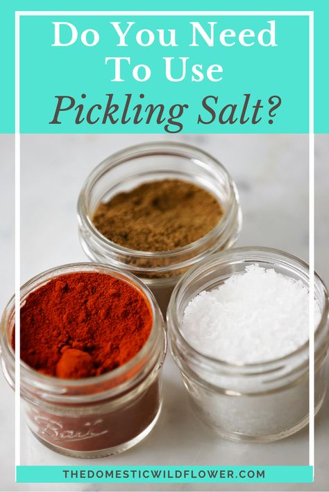 Many canning recipes call for pickling salt, and curious canners want to know: Do you need to use pickling salt? I’ll explain what pickling salt is, when you should use it, when it is okay to skip,… Canning Equipment, Salt Substitute, Canning Salt, How To Make Pickles, Canning 101, Canning Process, Canning Pickles, Pickling Salt, Canning Tips