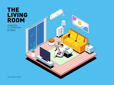 Isometric Illustration Design, Digital Art Ipad, Living Room Illustration, Isometric Rooms, 블로그 디자인, Isometric Room, Digital Art Software, Isometric Drawing, Flat Design Illustration