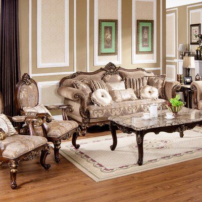 Astoria Grand Demetrius 2 Piece Living Room Set European Furniture Living Rooms, Antique Style Sofa, Formal Living Room Furniture, Traditional Upholstery, Traditional Living Room Furniture, Classic Furniture Living Room, 3 Piece Living Room Set, Furnitur Ruang Keluarga, Victorian Living Room