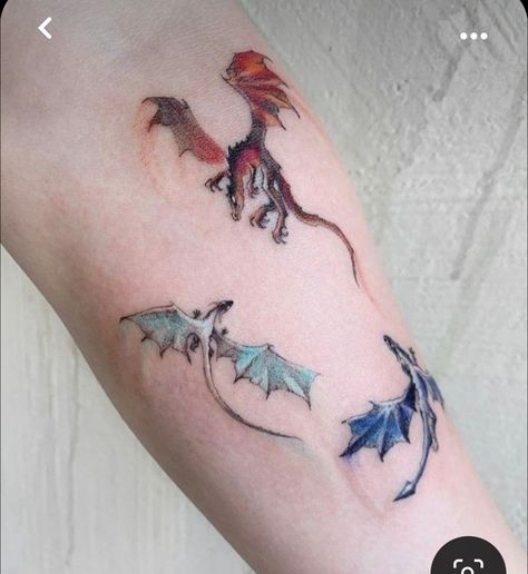 Dragons Tattoo For Women, Small Dragon Tattoo Designs, Game Of Thrones Dragon Tattoo, Game Of Thrones Tattoo Ideas, Dragon Tattoo Wrist, Thestral Tattoo, Watercolor Dragon Tattoo, Blue Dragon Tattoo, Dragon Tattoo Ideas