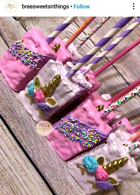 Unicorn Rice Krispie Treats, Unicorn Rice Crispy Treats, Afro Unicorn, Belle Birthday Party, Unicorn Treats, Unicorn Desserts, Belle Birthday, Unicorn Themed Birthday Party, Unicorn Birthday Cake