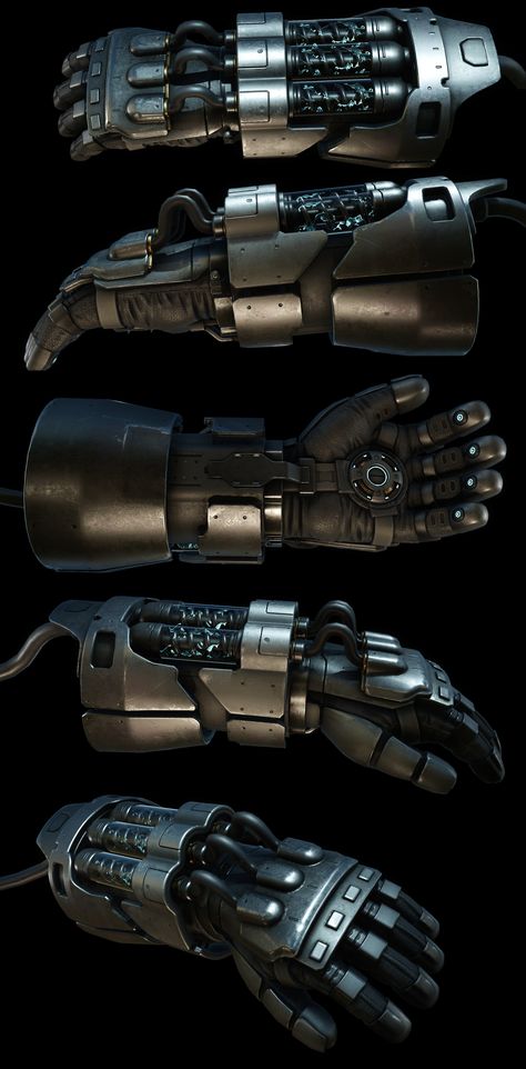 Cybernetic Gauntlet, Robotic Gauntlet, Cyberpunk Gauntlet, Sci Fi Gauntlets, Mechanical Gauntlet, Cyberpunk Gloves, Power Gauntlet, Character Turnarounds, Turtle Rock