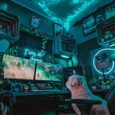 Gaming Chair Black, Games Room Inspiration, Nerd Room, Gaming Desk Setup, Cozy Desk, Gamer Setup, Streaming Setup, Home Studio Setup, Gamer Room Decor