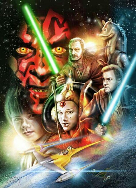 THE PHANTOM MENACE Star Wars Illustration, Prequel Memes, Star Wars Background, Phantom Menace, Star Wars Books, Star Wars Facts, Hero Poster, Star Wars The Force Awakens, The Phantom Menace