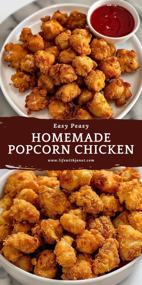 Homemade Popcorn Chicken, Popcorn Chicken Recipe, Homemade Popcorn, Favorite Recipes Dinner, Popcorn Chicken, Chicken Bites, Chicken Dishes Recipes, Chicken Dinner Recipes, Chicken Breast Recipes