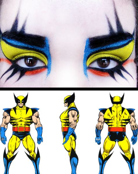 wolverine inspired Deadpool Makeup, Wolverine Costume, Crazy Eye Makeup, Liner Makeup, Theatrical Makeup, Makeup Stuff, Special Effects Makeup, Crazy Makeup, Stage Makeup