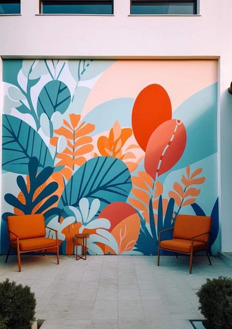 Wall Murals Painted Diy, Exterior Murals, Mural Art Design, Wall Murals Diy, Interior Murals, Creative Wall Painting, Flower Mural, Wall Murals Painted, Wall Painting Decor