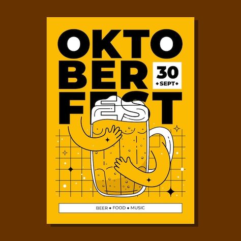 Oktoberfest party poster illustration wi... | Premium Vector #Freepik #vector #autumn #background #flat #holiday Beer Event Poster, Hands Hugging, Oktoberfest Poster, Oktoberfest Design, Poster Beer, Beer Festival Poster, Haitian Art, Autumn Background, Oktoberfest Party