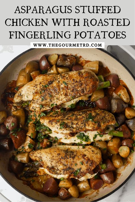 Chicken Potato Asparagus, Fingerling Potatoes Recipes, Potato Asparagus, Asparagus Stuffed Chicken, Cheese Asparagus, Asparagus Mushroom, Asparagus Stuffed Chicken Breast, Potatoes Crispy, Asparagus Seasoning