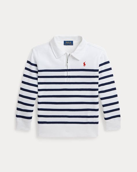 Striped Spa Terry Quarter-Zip Sweatshirt Fashion Anak, Classic Kids Clothes, Mom Dr, Boys Tshirt, Devils Night, Striped Sweatshirt, Baby Closet, Kids Couture, Ralph Lauren Kids