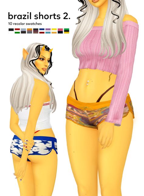 Brazil Shorts, Brazil Clothing, Alpha Designs, Sims 4 Cas Mods, Sims 4 Family, Female Shorts, Sims 4 Cas, Ts4 Cc, Sims 4 Cc Finds