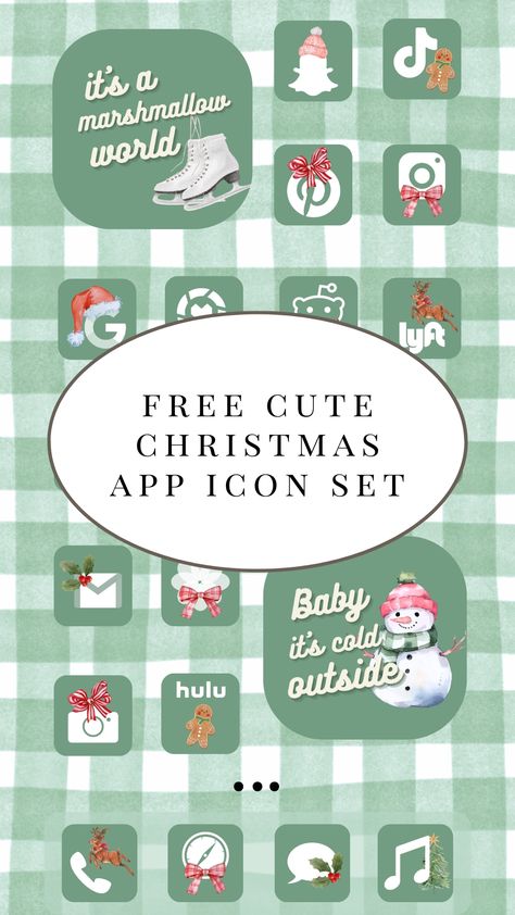 115+ free cute christmas app icons for your iphone, android & ipad! Green christmas app icons with cute little holiday designs. Christmas phone background and widgets included. Best App For Ipad, Cute Phone App Icons, Iphone Theme Ideas Christmas, Free Christmas App Icons, Christmas Themed Widgets, Christmas Widgets App Icons, Colored Icons For Apps, Christmas Iphone Icons Free, Icon Theme Iphone