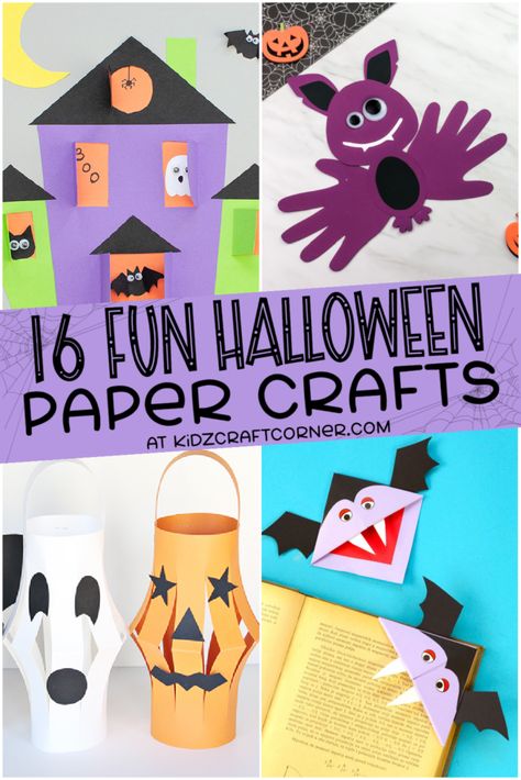 16 Easy Halloween Paper Crafts Kids Will Love - Kidz Craft Corner Halloween Paper Crafts For Kids, Kindergarten Halloween Crafts, Simple Paper Crafts, Quick Halloween Crafts, Halloween Crafts For Kids To Make, Halloween Diy Paper, Spooky Halloween Crafts, Halloween Crafts Preschool, Halloween Kindergarten