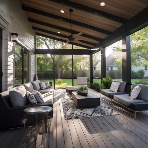 15+ Screened Porch Designs to Create Your Perfect Outdoor Haven • 333+ Art Images Porch Enclosure Ideas, Enclosed Patio Ideas, Closed In Porch, Porch Enclosure, Screened Porch Decorating, Enclosure Ideas, Porch Enclosures, Covered Patio Design, Screened Porch Designs