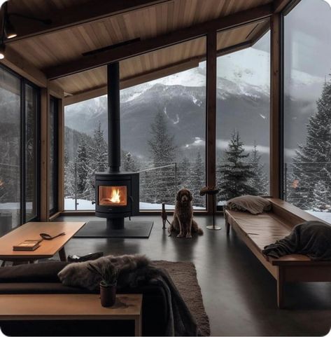 Cabin Aesthetic, Ski House, Winter Cabin, Modern Cabin, Forest House, Mountain House, House Goals, Cabins In The Woods, Wood Burning Stove