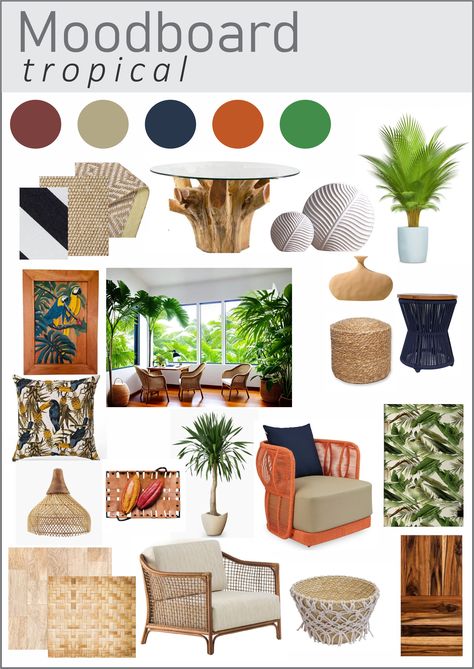 Tropical Mood Board, Tropical Moodboard, Open Cafe, Tropical Chic Decor, Resort Vibes, Tropical Minimalist, Church Design Architecture, Staff Lounge, Tropical Style Interior