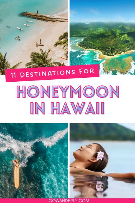 Discover the best honeymoon destinations in Hawaii. Get tips on activities, places to visit, and make your trip special. Hawaii Honeymoon Packing List, Best Places In Hawaii, Kauai Hawaii Honeymoon, Hawaii Honeymoon Resorts, Places In Hawaii, Maui Hawaii Honeymoon, Honeymoon Hawaii, Hawaiian Honeymoon, Hawaii Trip Planning