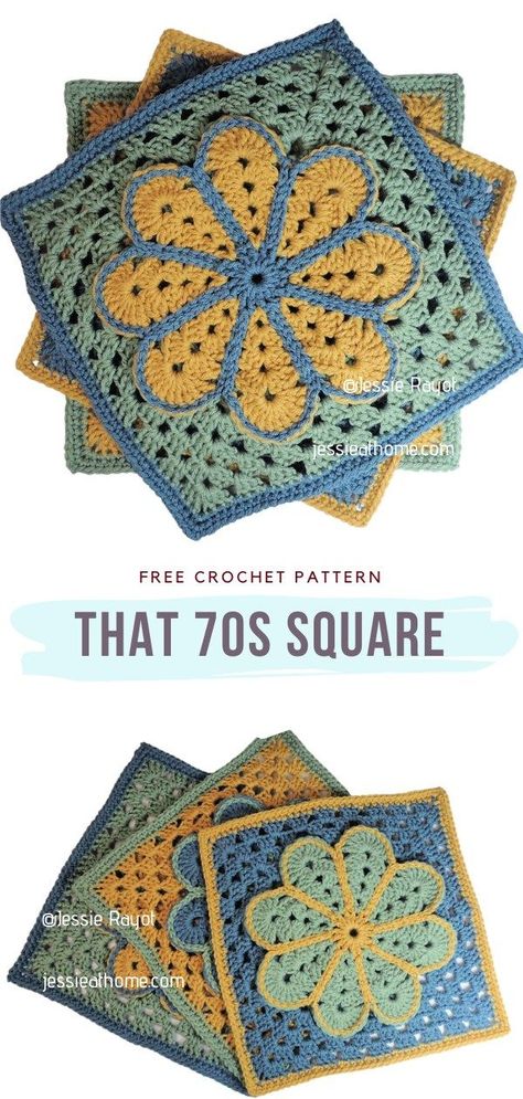 Crochet Square Types Of Granny Square Crochet, Nature Granny Square Pattern, Crochet Octagon Granny Square, Geometric Granny Square Crochet, Snail Granny Square, Moon Granny Square Free Pattern, Cool Granny Squares Free Pattern, Crochet Large Granny Square, Simple Granny Square Crochet Pattern