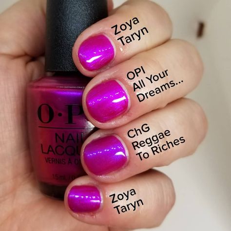 Comparison Swatches ♡ Zoya | Taryn (index, pinky) • OPI | All Your Dreams In Vending Machines (middle) • China Glaze | Reggae To Riches (ring) Opi All Your Dreams In Vending Machines, Adorable Nails, Opi Colors, Opi Polish, 2023 Nail, Nail Stuff, Vending Machines, Opi Nail Polish, Opi Nails