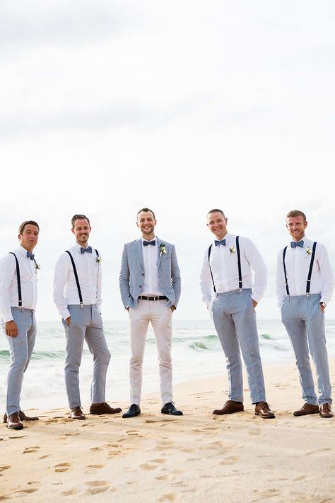 Groomsmen Attire For Perfect Look On Wedding Day ★ See more: https://weddingdressesguide.com/groomsmen-attire/ #bridalgown #weddingdress Groomsmen Attire Beach Wedding, Summer Groom, Groomsmen Colours, Beach Wedding Groom Attire, Abroad Wedding, Groomsmen Outfit, Beach Wedding Groomsmen, Beach Wedding Groom, Groomsmen Style