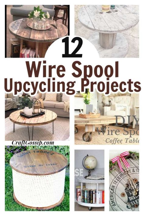 12 Wire Spool Upcycling Projects – Home and Garden Electrical Spools, Wire Spool Tables, Garden Container Ideas, Large Wooden Spools, Wire Spools, Cable Spool Tables, Wooden Spool Tables, Wooden Cable Spools, Wooden Spool Projects