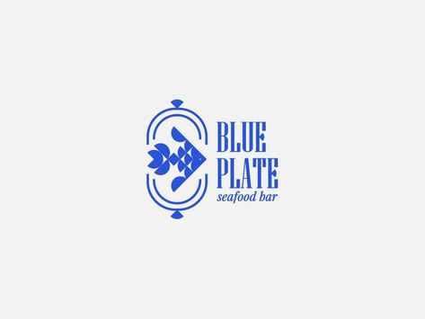 Ok Logo, Logo Design Graphics, Seafood Bar, Sea Logo, Restaurant Identity, Fish Restaurant, Logo Desing, Logotype Branding, Blue Plate