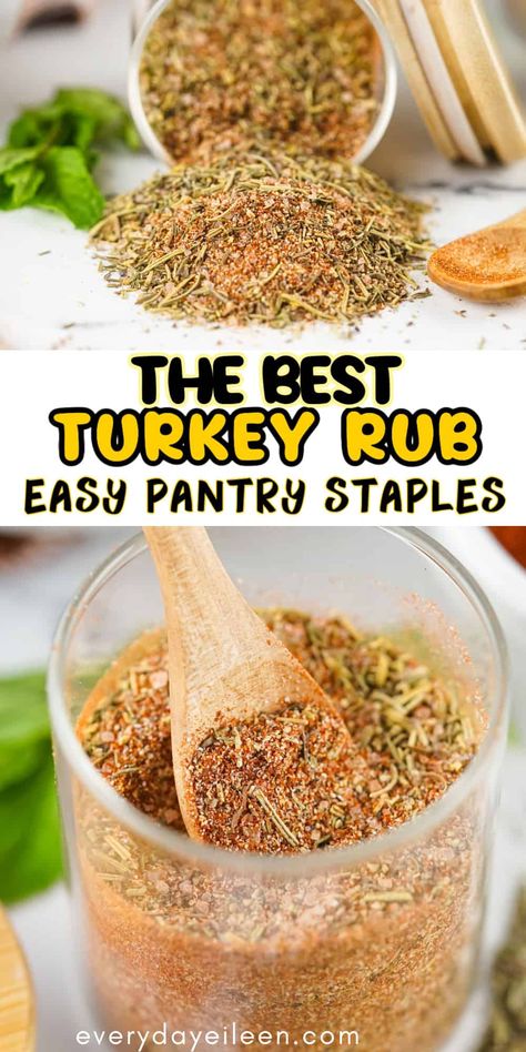 Best Seasonings For Turkey, Best Rub For Turkey, Easy Turkey Dry Rub, Best Turkey Dry Rub, What Seasonings To Put On A Turkey, Best Butter Rub For Turkey, Herb Butter Turkey Rub, Savory Turkey Rub, Traditional Turkey Seasoning