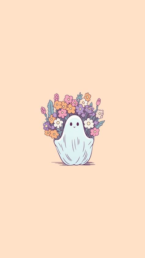 Summer Spooky Wallpaper, Spring Ghost Wallpaper, Floral Ghost Wallpaper, Watch Screen Wallpaper, Aesthetic Ghost Wallpaper, Ghost Aesthetic Wallpaper, Cute Ghost Wallpaper, Easter Wallpaper Iphone, Ghost Wallpapers