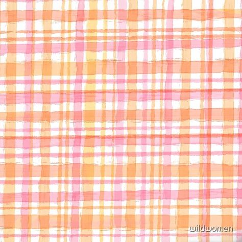 Pink Orange Yellow Wallpaper, Preppy Prints Wallpaper, Pink Gingham Wallpaper, Orange Scrapbook Paper, Wallpaper Pink And Orange, Preppy Prints, Orange Gingham, Voucher Design, Iphone Wallpaper Vsco